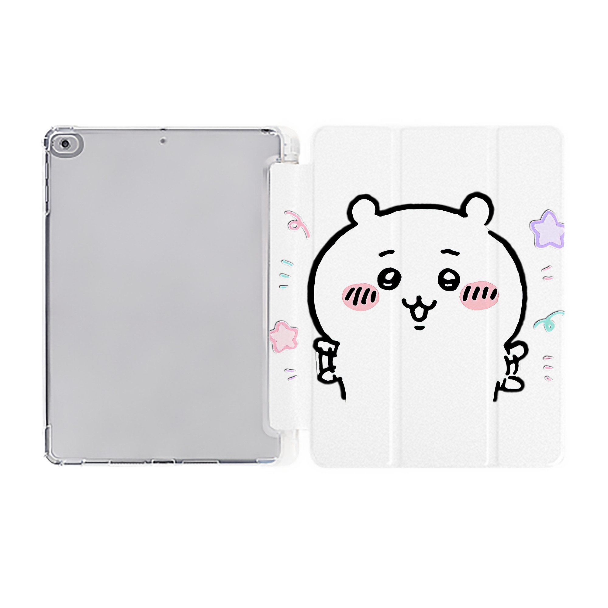 （画像用） ちいかわ ちいかわ Chii-kawa chiikawa IPad ケース ペン収納付き 三つ折りスタンド PUレザー×シリコン 対応機種9.5/10.5/10.9インチ